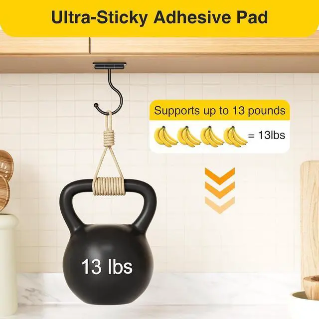 Alt view image 3 of 7 - Banana Hook Under Cabinet Adhesive, Under Counter Banana Hanger, Black