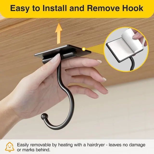 Alt view image 4 of 7 - Banana Hook Under Cabinet Adhesive, Under Counter Banana Hanger, Black