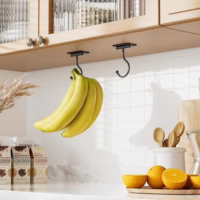 Alt view image 6 of 7 - Banana Hook Under Cabinet Adhesive, Under Counter Banana Hanger, Black