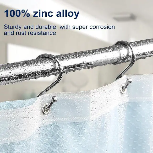 Alt view image 2 of 7 - Gidse Metal Shower Curtain Hooks, Set of 12, Rust Proof Shower Curtain Hooks Rings, Durable S Shaped Hooks Hangers for Shower Curtains, Kitchen Utensils, Clothes, Towels (Chrome)