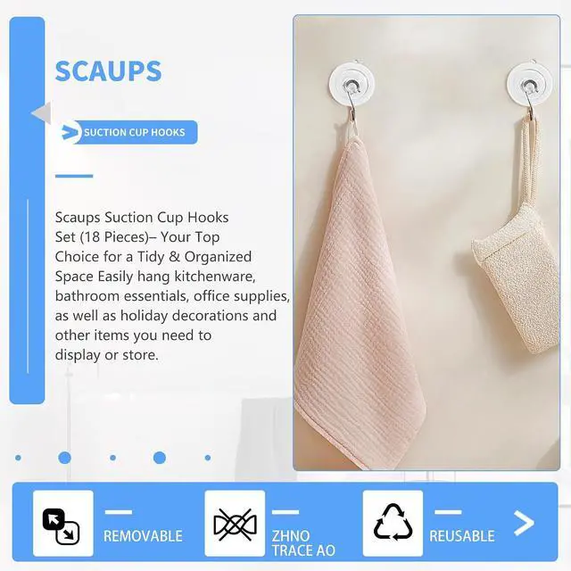 Alt view image 5 of 7 - 18 Pack Suction Cup Hooks Max Load 10LB, 1.77Inch Suction Cup Hook for Glass Window, Reusable, Suitable for Glass, Windows, Bathrooms, Kitchens, Tiles, Shower Cubicles