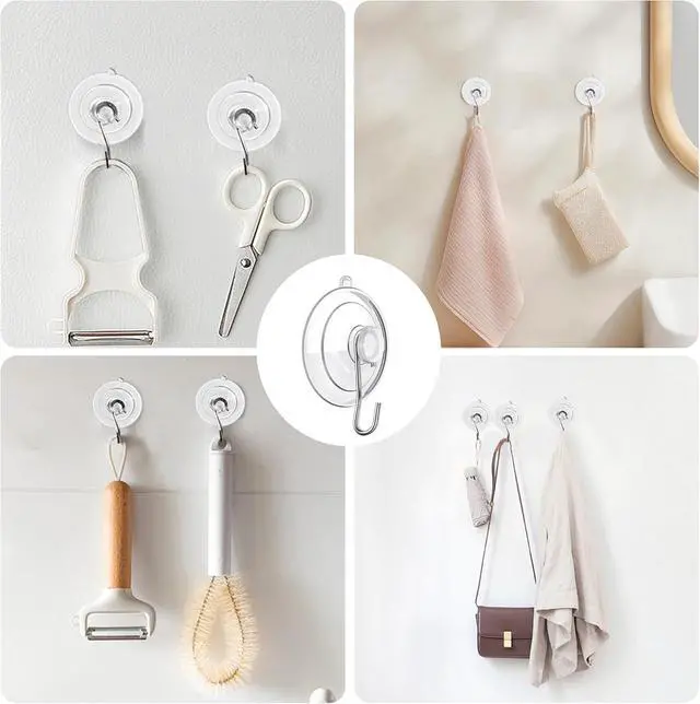 Alt view image 7 of 7 - 18 Pack Suction Cup Hooks Max Load 10LB, 1.77Inch Suction Cup Hook for Glass Window, Reusable, Suitable for Glass, Windows, Bathrooms, Kitchens, Tiles, Shower Cubicles