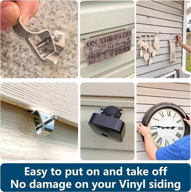 Alt view image 2 of 7 - NACETURE Vinyl Siding Hooks with Screws, Siding Clip for Hanging 12 Pack