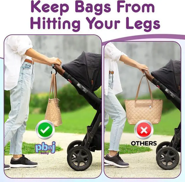 Alt view image 2 of 7 - PBnJ Baby Stroller Hooks for Diaper Bags, Purses and Travel, 2 Pack