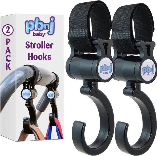 Main image of PBnJ Baby Stroller Hooks for Diaper Bags, Purses and Travel, 2 Pack