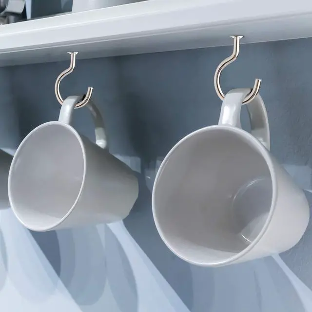 Alt view image 4 of 7 - KUUQA 75 Pcs Multi-Size Nickel Plated Metal Ceiling Hooks Screw Cup Hook Holder (Silver)