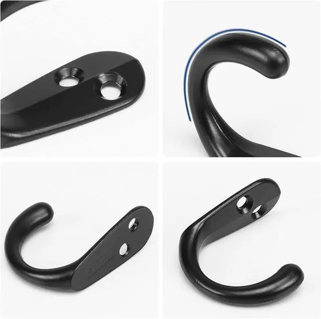 Alt view image 3 of 6 - NearMoon Coat Hooks Wall Mounted - Heavy Duty Metal Single Prong Robe Hanger Rustproof Wall Hooks for Towel Hat Key Bag on Bathroom, Kitchen, Livingroom(10 Pack, Matte Black)