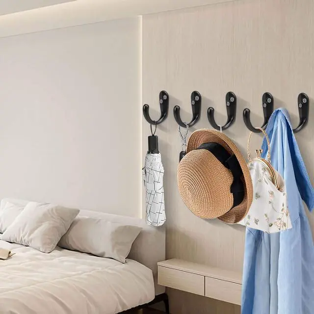 Alt view image 5 of 6 - NearMoon Coat Hooks Wall Mounted - Heavy Duty Metal Single Prong Robe Hanger Rustproof Wall Hooks for Towel Hat Key Bag on Bathroom, Kitchen, Livingroom(10 Pack, Matte Black)
