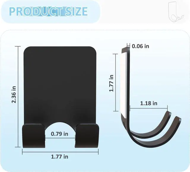 Alt view image 4 of 7 - VIS'V Shower Wall Adhesive Razor Holder for His and Hers, Black, 2 Pcs
