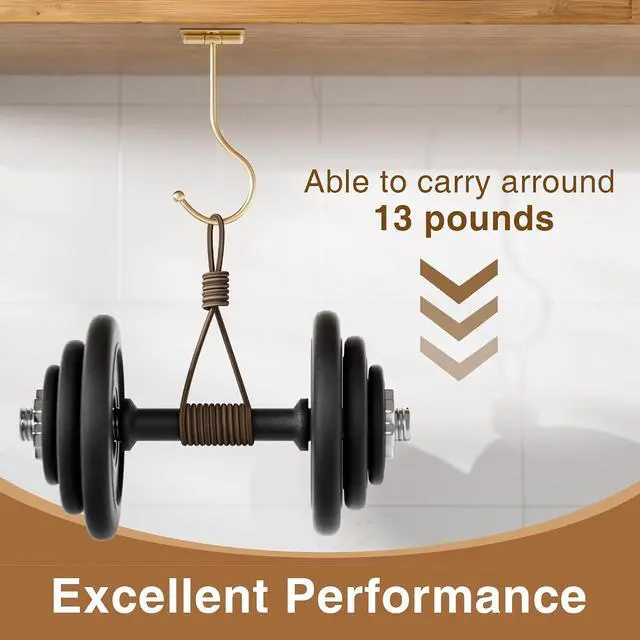 Alt view image 4 of 7 - Under Counter Banana Hook Foldable, Banana Holder Cabinet Shelf Hook,Gold