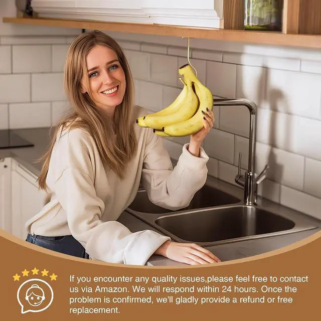 Alt view image 6 of 7 - Under Counter Banana Hook Foldable, Banana Holder Cabinet Shelf Hook,Gold