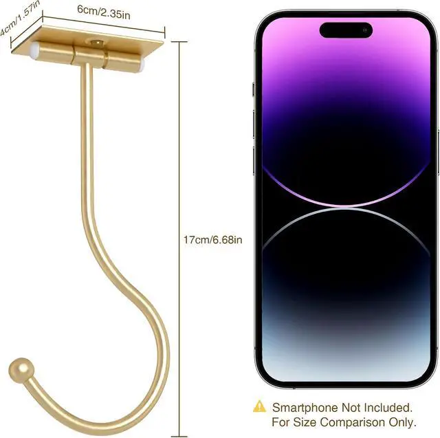 Alt view image 7 of 7 - Under Counter Banana Hook Foldable, Banana Holder Cabinet Shelf Hook,Gold
