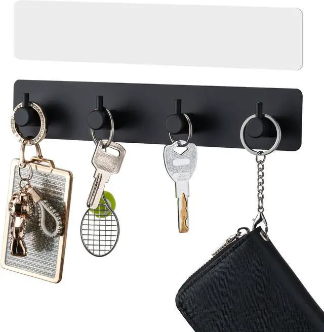 Main image of Key Holder with 4 Hooks,Adhesive Key Hanger Organizer for Wall Mount