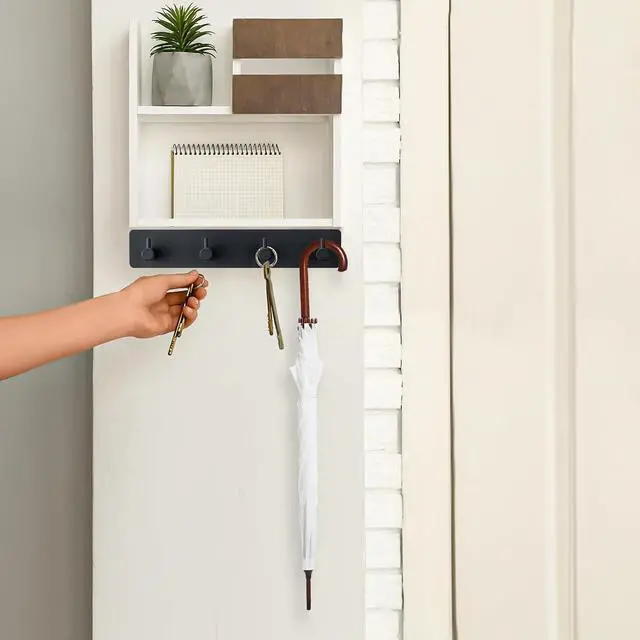 Alt view image 3 of 6 - Key Holder with 4 Hooks,Adhesive Key Hanger Organizer for Wall Mount