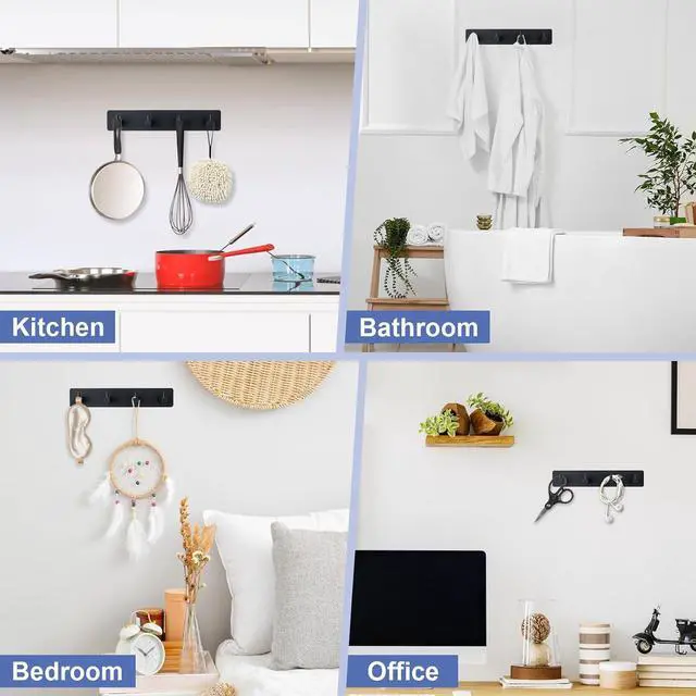 Alt view image 4 of 6 - Key Holder with 4 Hooks,Adhesive Key Hanger Organizer for Wall Mount