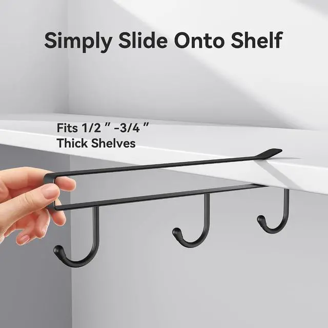 Alt view image 4 of 7 - Coffee Mug Holder Under Cabinet Only Fits Shelves up to 3/4" Thick, Clip-On Coffee Cup Holder Pack of 3, No Drilling Free Damage