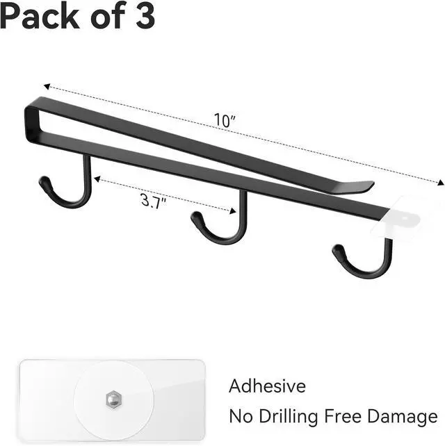 Alt view image 7 of 7 - ECROCY Coffee Mug Holder Under Cabinet Only Fits Shelves up to 3/4" Thick, Clip-On Coffee Cup Holder Pack of 3, No Drilling Free Damage