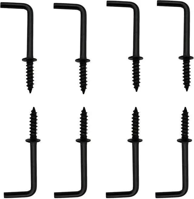 Alt view image 4 of 4 - Black 1 Inch 1 Shape Screw Hooks L Shape Hook 7 Shape Right Angle Medal Hooks (40 Pack)