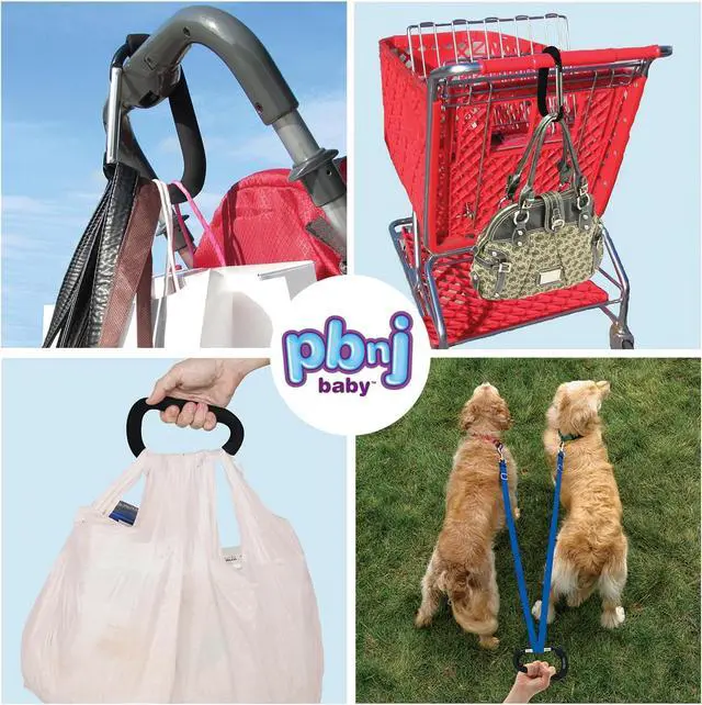 Alt view image 6 of 7 - PBnJ Baby Stroller Hooks, Large Carabiner Clip, Diaper Bag Purse, 2 Pack
