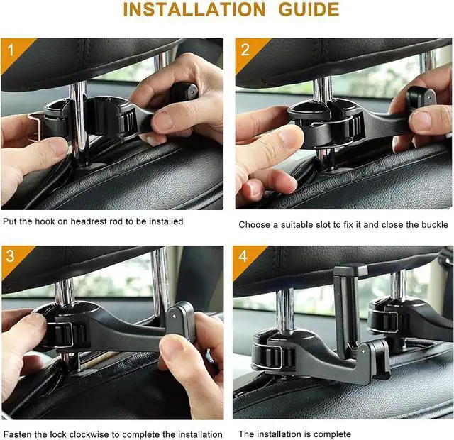 Alt view image 6 of 6 - Car Headrest Hook with Phone Holder, Universal 360 Rotation Headrest Hooks for Purses and Bags (Silver)
