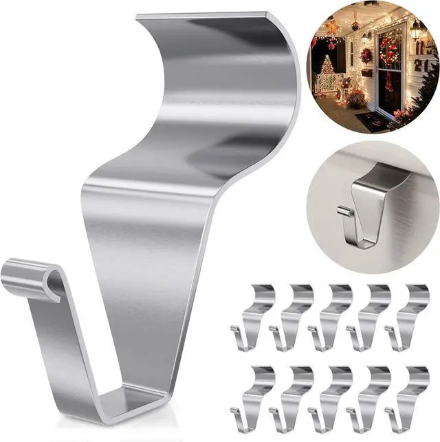 Main image of Amuille Vinyl Siding Hooks Hanger 10 Pack, Heavy Duty Siding Clips for Hanging on Patio, No-Hole Needed Stainless Steel Siding Hook to Decor Wreath Things for Horizontal Vinyl Siding