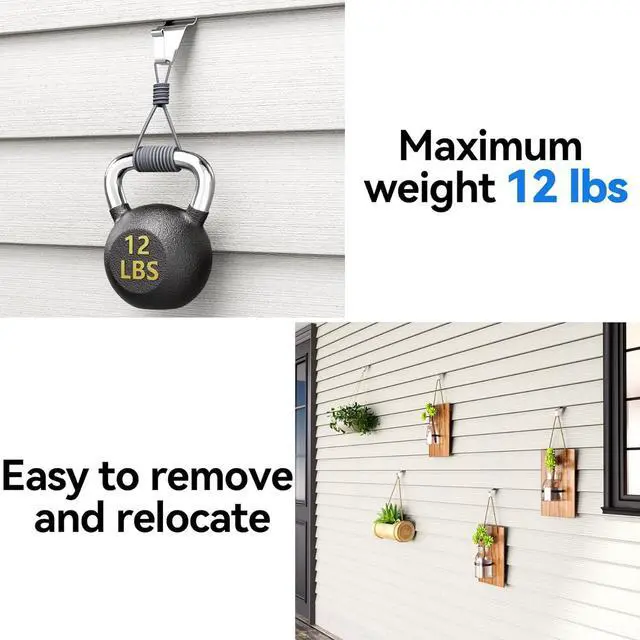 Alt view image 4 of 7 - Amuille Vinyl Siding Hooks Hanger 10 Pack, Heavy Duty Siding Clips for Hanging on Patio, No-Hole Needed Stainless Steel Siding Hook to Decor Wreath Things for Horizontal Vinyl Siding