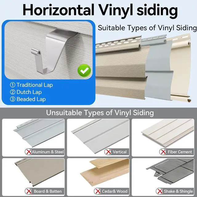 Alt view image 6 of 7 - Amuille Vinyl Siding Hooks Hanger 10 Pack, Heavy Duty Siding Clips for Hanging on Patio, No-Hole Needed Stainless Steel Siding Hook to Decor Wreath Things for Horizontal Vinyl Siding