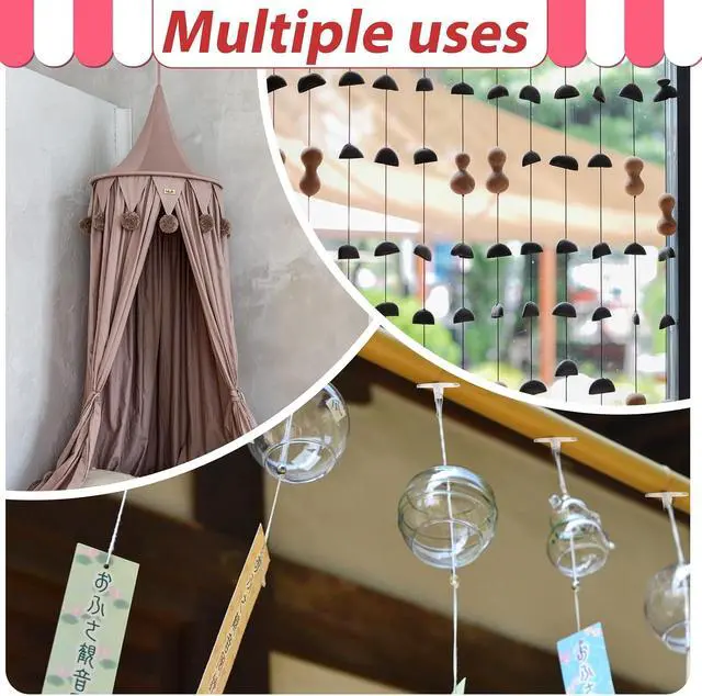 Alt view image 6 of 7 - 100 Pack Ceiling Hooks Adhesive Removable Transparent Wall Hanger with Hooks, 0.79 Small Disc Sticky Ceiling Hooks for Festival Wedding Halloween Christmas Party Decor
