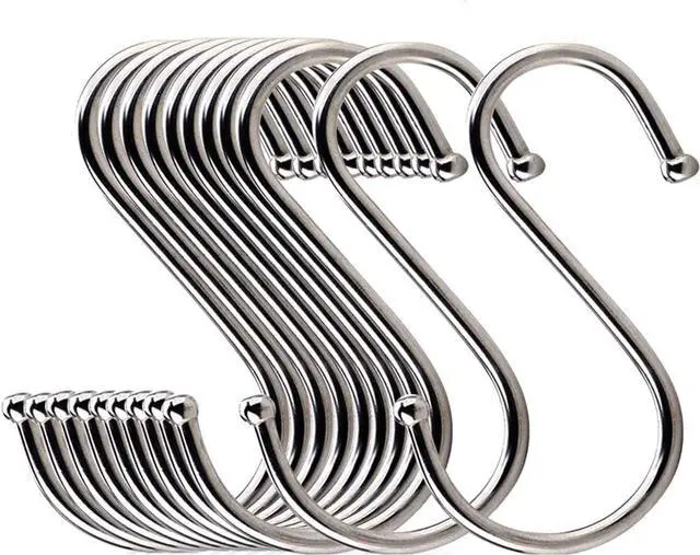 Main image of Lysas 20-Pack Round S Shaped Metal, Hooks Hangers for Kitchen, Bathroom, Bedroom and Office