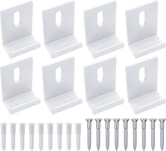 Main image of Metal Mirror Clips 1/2 Inch Wide Channel Mirror Clips Heavy Mirror for Frameless Mirror Clips Wall Mounting Hanger for Mirror Tile Picture Frame Metal Mirror Holder Kit 8 Pieces (White)