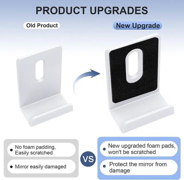 Alt view image 2 of 7 - Metal Mirror Clips 1/2 Inch Wide Channel Mirror Clips Heavy Mirror for Frameless Mirror Clips Wall Mounting Hanger for Mirror Tile Picture Frame Metal Mirror Holder Kit 8 Pieces (White)