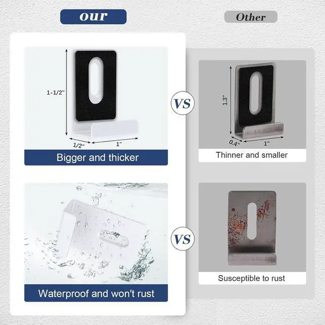 Alt view image 3 of 7 - Metal Mirror Clips 1/2 Inch Wide Channel Mirror Clips Heavy Mirror for Frameless Mirror Clips Wall Mounting Hanger for Mirror Tile Picture Frame Metal Mirror Holder Kit 8 Pieces (White)