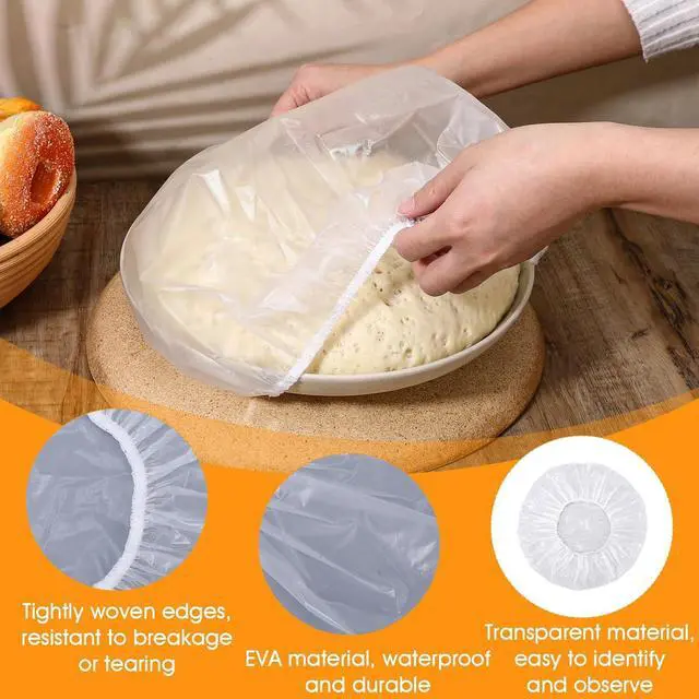 Alt view image 3 of 7 - 4 Pcs Reusable Bowl Covers, Bowl Covers For Bread Proofing 12" Elastic EVA Sourdough Bread Cover Shower Caps for Sourdough Breads Compatible with Round/Oval Banneton Baskets