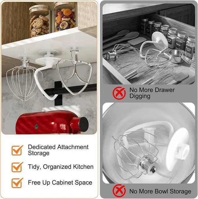 Alt view image 2 of 7 - 4 Pack Stand Mixer Attachment Holders for Kitchenaid Mixer Accessories