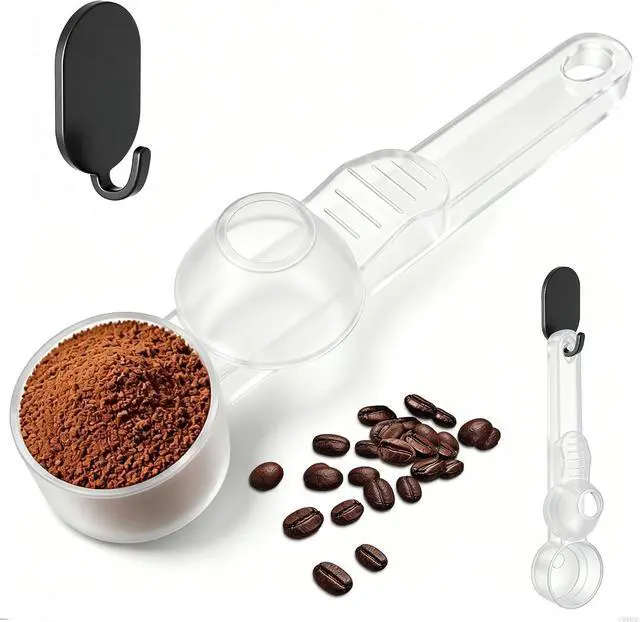 Main image of Coffee & Protein Powder Scoop1 Pcs Coffee Scoop with Funnel Measuring Spoon 2 TBSP Capacity for Reusable K Cup Refiller,Protein Powder Sliding Spoon Prevents Spills Suitable Coffee,Tea etc(Clear)