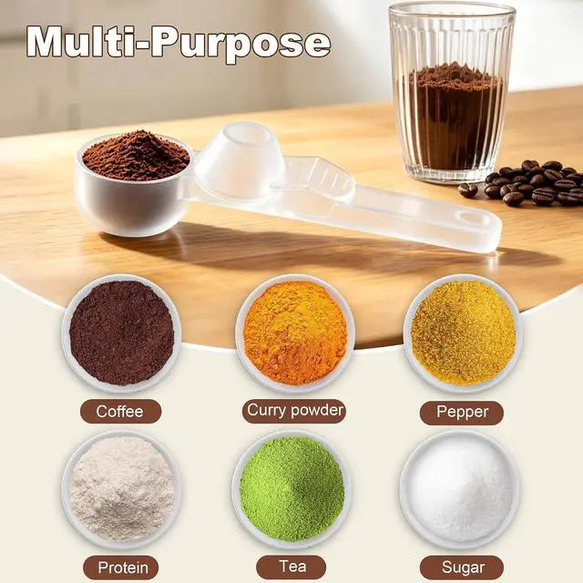 Alt view image 7 of 7 - Coffee & Protein Powder Scoop1 Pcs Coffee Scoop with Funnel Measuring Spoon 2 TBSP Capacity for Reusable K Cup Refiller,Protein Powder Sliding Spoon Prevents Spills Suitable Coffee,Tea etc(Clear)