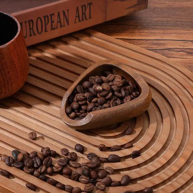 Alt view image 3 of 7 - Walnut Wood Espresso Accessories, Coffee Bean Dosing Cup, Wood Measuring Cups, Single Tray, Measuring Tool for Tea Enthusiasts, Bar Use, Camping Gym & Home Use, Static Reduction Precise Measuring