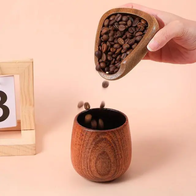 Alt view image 4 of 7 - Walnut Wood Espresso Accessories, Coffee Bean Dosing Cup, Wood Measuring Cups, Single Tray, Measuring Tool for Tea Enthusiasts, Bar Use, Camping Gym & Home Use, Static Reduction Precise Measuring