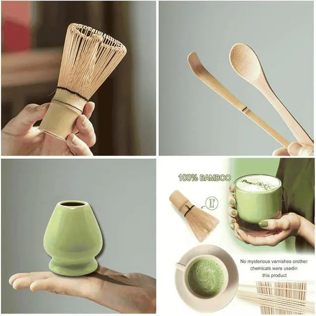 Alt view image 5 of 7 - Matcha Whisk and Holder - Chasen, Bamboo Matcha Whisk Set and Stand, Tea Spoon, Scoop, Japanese Traditional Matcha Tea Whisk Tools, Ceremony Gift