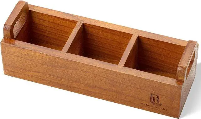Main image of BAMBOO LAND- Small Wooden Tea Bag Organizer, 3 Slot Small Wooden Tea Bag Holder for Countertop, Storage Caddy Box for Tea Packets, Sugar Packet Holder, Kitchen Accessory for Home, Office, Coffee Bar