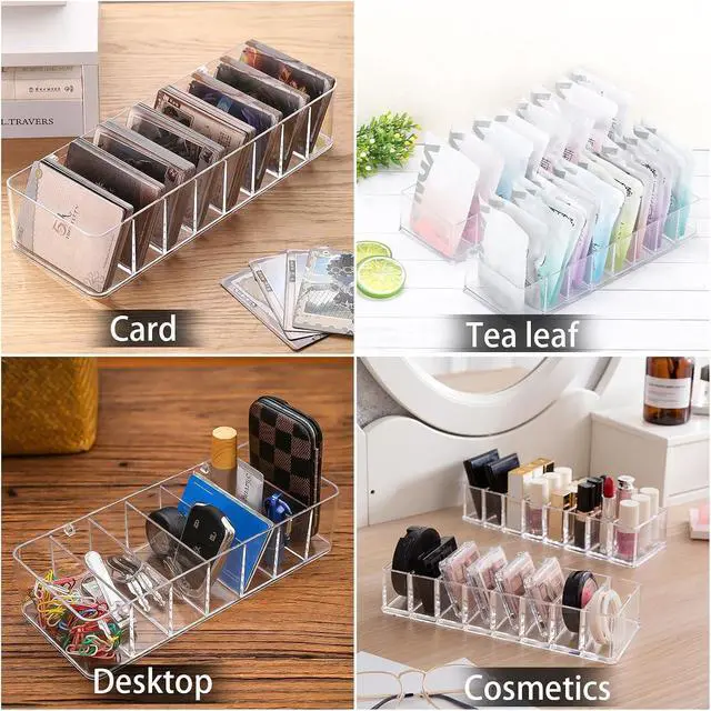 Alt view image 7 of 7 - 2 Pack Tea Bag Organizer, Clear Acrylic Tea Bag Holder, Tea Packet Storage Containers with 8 Slots for Drawer, Pantry, Kitchen, Fridge Bins, Countertop10"x3.5"x1.8"