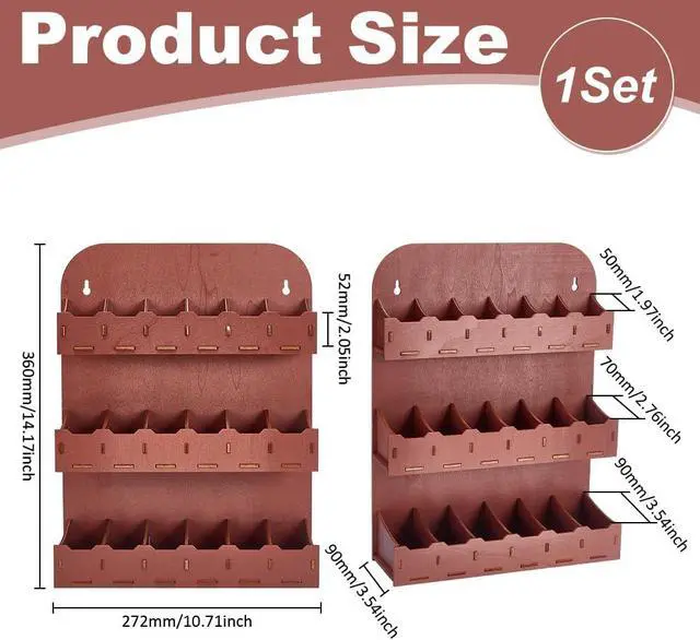 Alt view image 2 of 5 - UNICRAFTALE 3-Tier Wood Tea Bag Holder 3 Sizes Brown Vertical Tea Bag Organizer Storage Holder Wall Mounted Tea Box Containers Teabag Station Stand for Cabinet Countertop Office 10.62"x14.17"x3.54"
