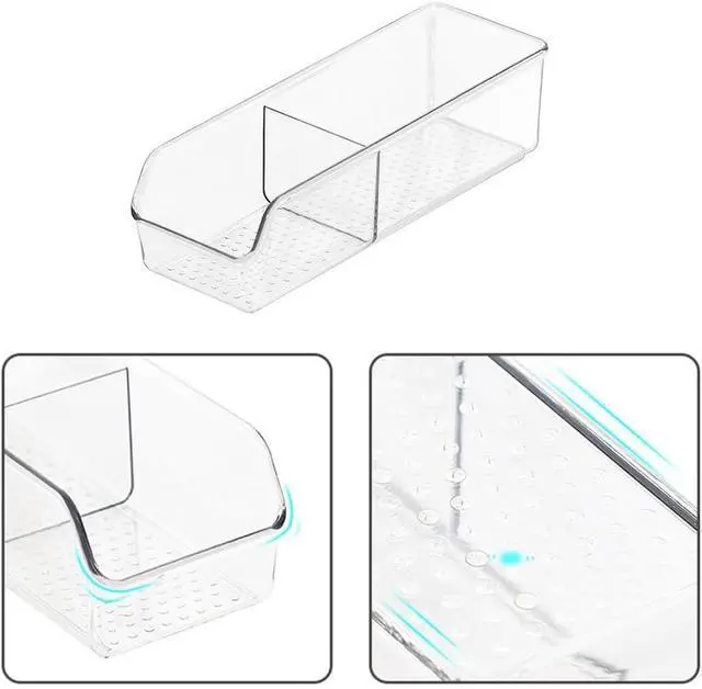 Alt view image 5 of 7 - Durable Clear Tea Bag Organizer,Large Capacity 2 Divided Section Tea Bag Holder,Multipurpose Plastic Tea Packet Drawer for Kitchen Cabinet Fridge