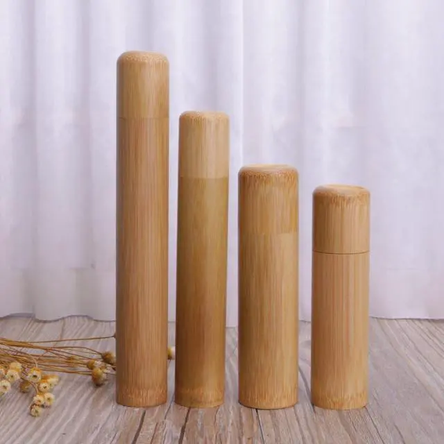 Alt view image 4 of 7 - Bamboo Tube Tea Box Airtight Small Container Spices Storage Jar With Lid 4 Size Handmade Bamboo Portable Round Tea Box Airtight Small Container Spices For Bags Organizer Gift Set Storage Boxes Wooden