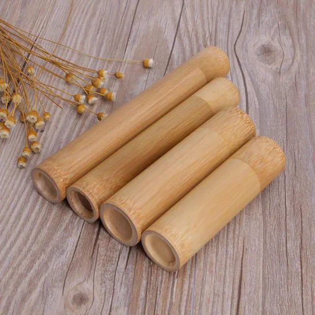 Alt view image 6 of 7 - Bamboo Tube Tea Box Airtight Small Container Spices Storage Jar With Lid 4 Size Handmade Bamboo Portable Round Tea Box Airtight Small Container Spices For Bags Organizer Gift Set Storage Boxes Wooden