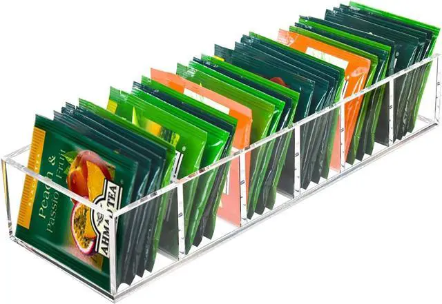 Main image of Tasybox Acrylic Tea Bag Organizer - Clear Small Tea Packet Storage Box for Drawer, Countertop, Pantry, Kitchen, Cabinet, Shelf, 1 Pack