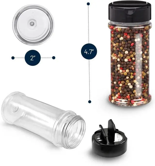 Alt view image 2 of 7 - Plastic Spice Jars Bottle Containers with Black Cap, 5.5Oz, 6 Pack