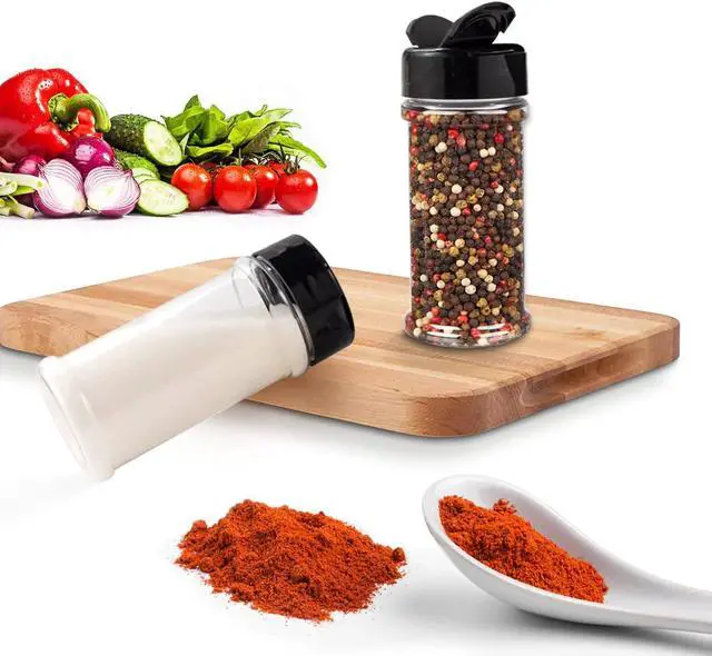 Alt view image 5 of 7 - Plastic Spice Jars Bottle Containers with Black Cap, 5.5Oz, 6 Pack