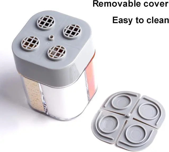 Alt view image 4 of 7 - 2 Pack Spice Container Salt and Pepper Seasoning Shaker Jars White Grey