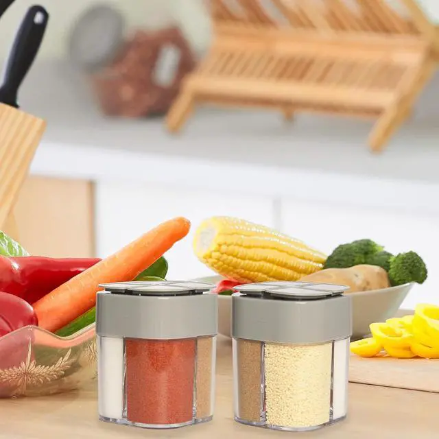 Alt view image 7 of 7 - 2 Pack Spice Container Salt and Pepper Seasoning Shaker Jars White Grey